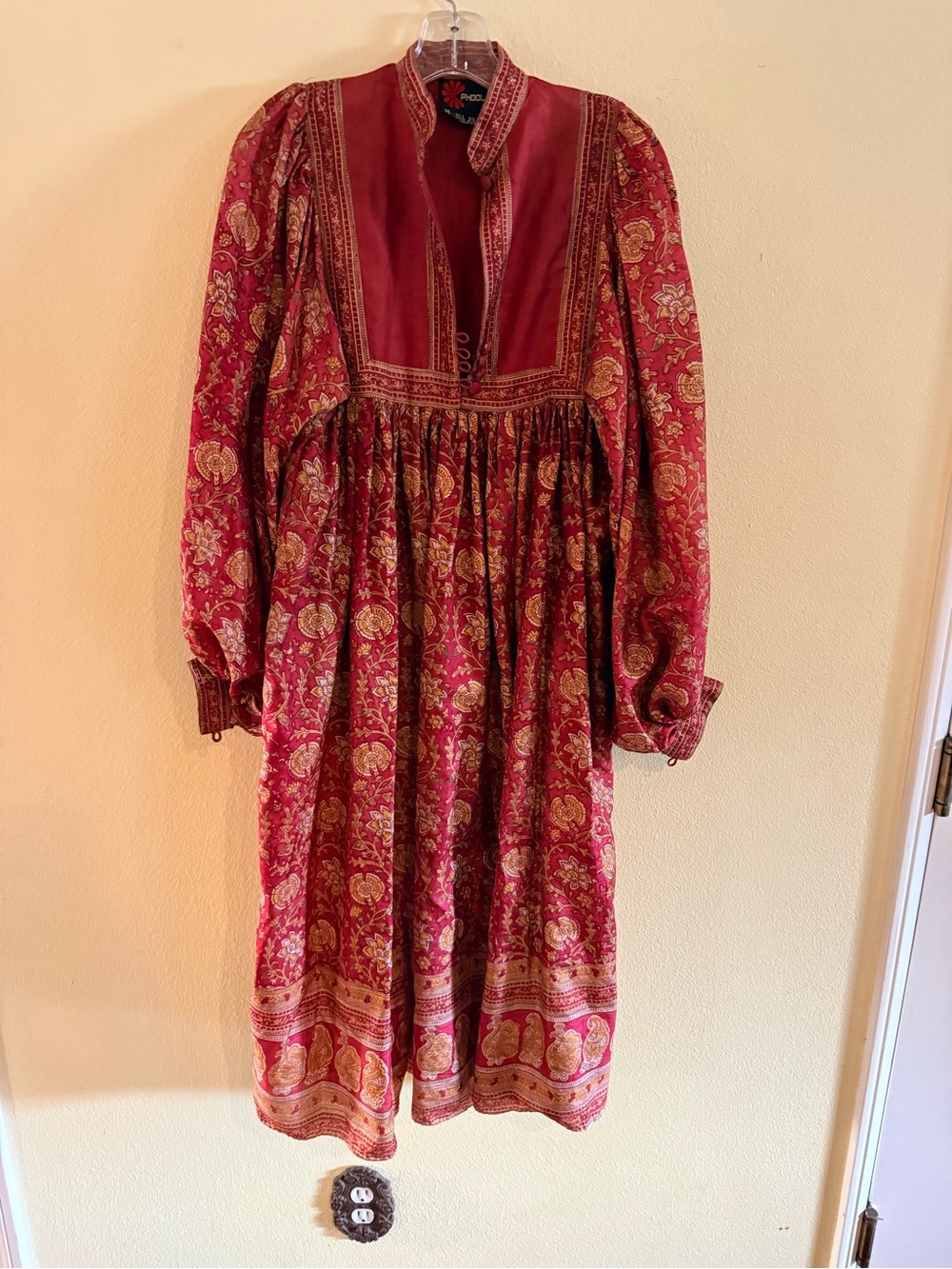 Vintage Phool Burgundy Silk Maxi Dress